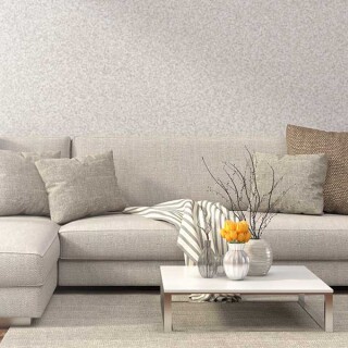 Zeigt ein Wohnzimmer mit Wohnlandschaft und schlichten Wema-Wanddesign, ein Beispiel von 150 Designs.