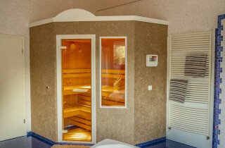 Zeigt eine Sauna mit Wema-Wanddesign, ein Beispiel von 150 Designs.